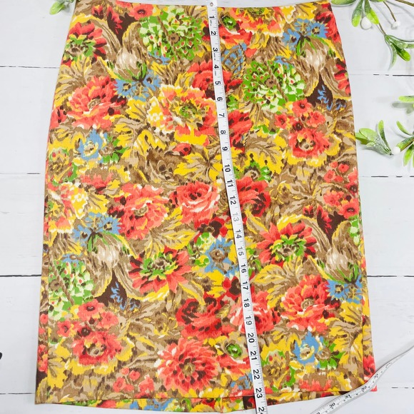 Tablots Beige Floral Pencil Skirt - Size 6 - Picture 7 of 8